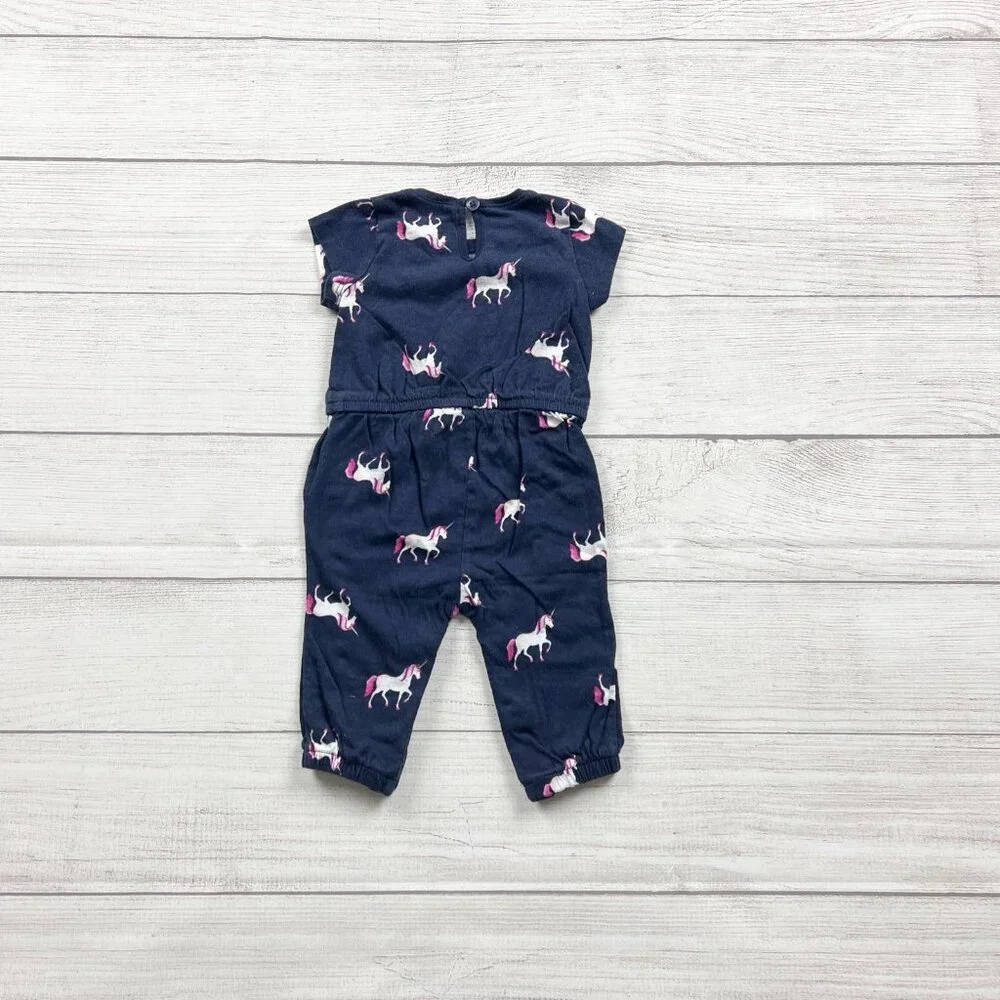 Old Navy Baby Girl Unicorn Jumpsuit Short Sleeve One Piece Romper 3-6 Months